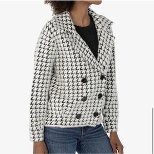 KUT From The Kloth Aaliyah Double Breasted Jacket Fuzzy Houndstooth Size X-Large